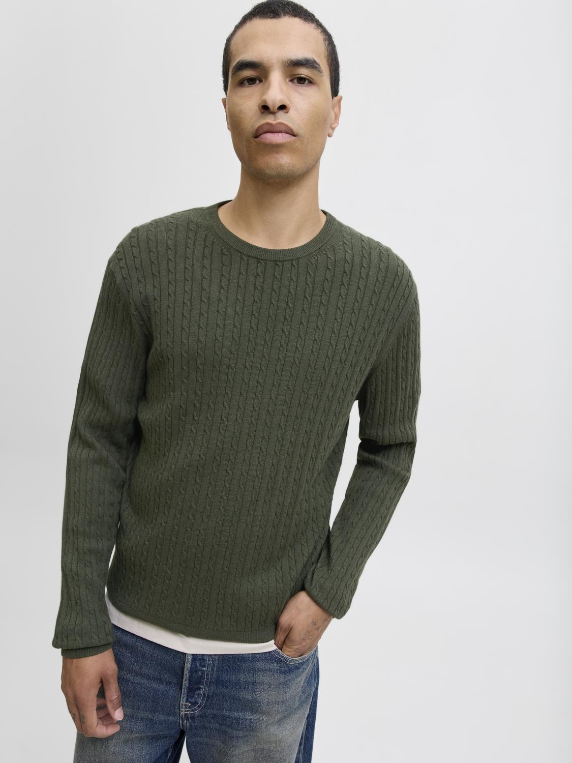 JJEEMIL CABLE KNIT CREW NECK